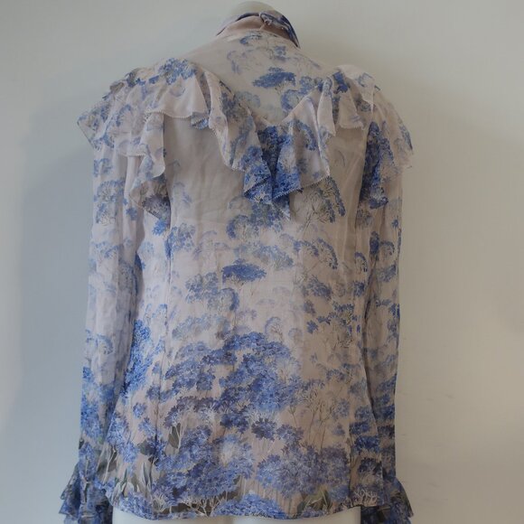 Women Zimmermann Blue Cornflower Print 2Pc Silk Blend Luminous Blouse Top 2 US/M - Picture 12 of 16